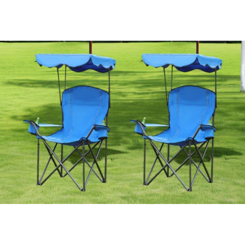 Chaise pliante portative bleue avec abat-jour réglable, Bleu