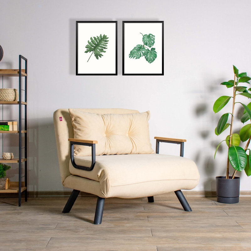 Fauteuil futon de 23,6 po Taplin, 100 % polyester crème