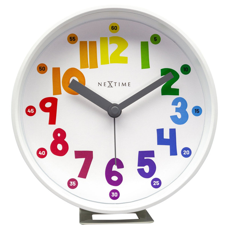 Children's Analogue Plastic / Acrylic Quartz Movement / Crystal Tabletop Clock with Alarm in White