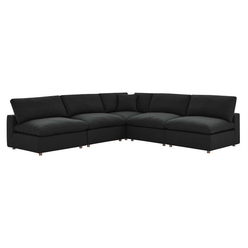 Canapé modulaire de coin modulaire 118 po Commix, Mélange de polyester noir