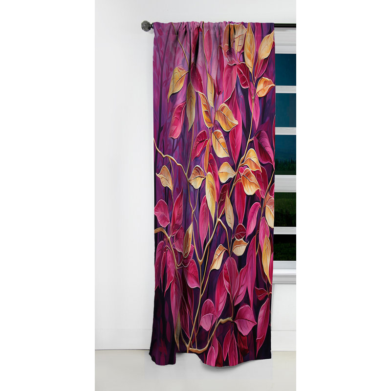 Cristal - Rideau à feuilles - Rideau occultant à motif floral - 1 panneau, L 52 po x L 120 po