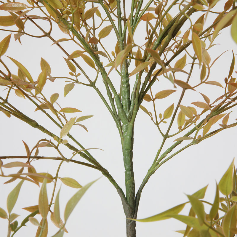 Arbre en bambou artificiel 77,75 po dans un pot à fleurs blanc parfait pour une utilisation intérieure et extérieure