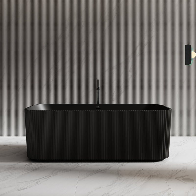 Baignoire de trempage blanche autoportante 67 "x 29,5" avec trop-plein et bonde escamotable pour salle de bain MonBlari