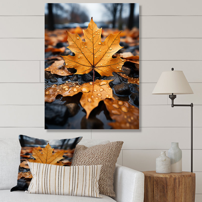 Feuilles d'automne collage I - impression, H 32 po x l 24 po x P 1 po, Toile tendue
