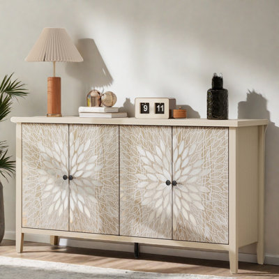 4-door Sideboard With Adjustable Shelves And Exquisite Creative Carving by Winston Porter
