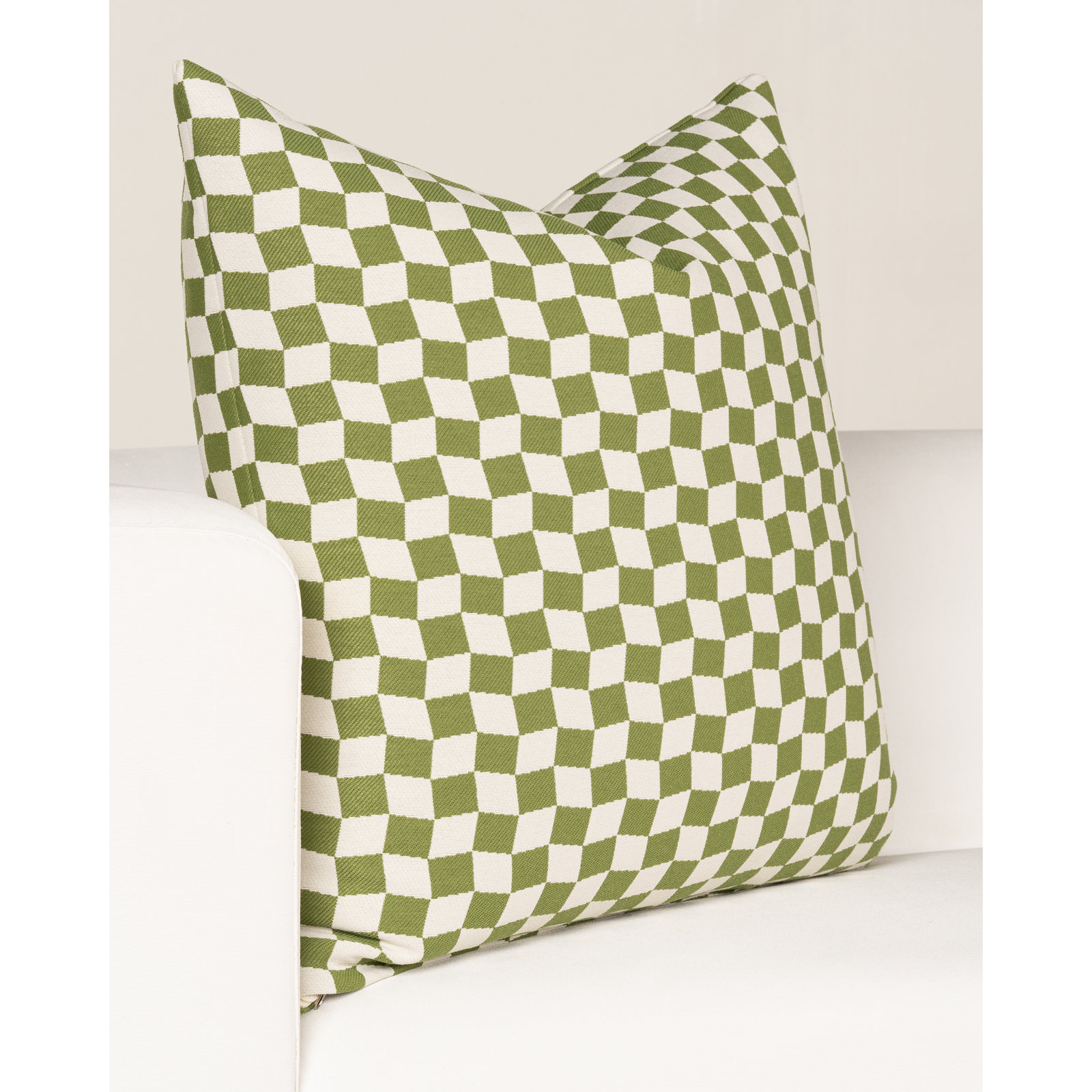 Deco Arch Accent Pillow, Green Geometric, Polyester, Square 22"