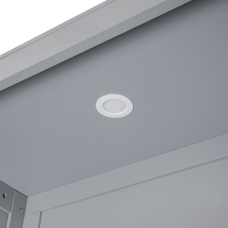 Lit escamotable double avec tablettes, garde-robe et lumières DEL pour économiser de l'espace et être multifonctionnel, gris