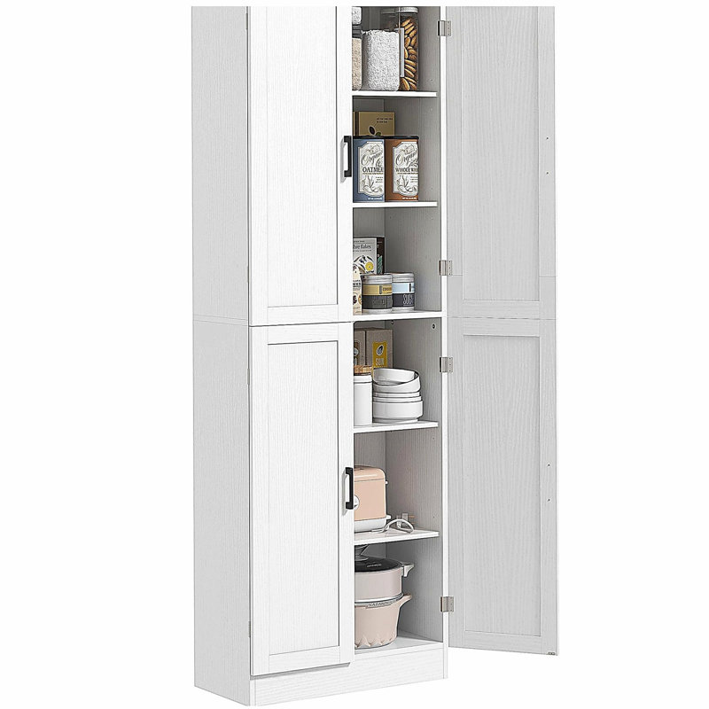 HOMCOM 67-inch Freestanding Kitchen Storage Cabinet, 4-door Storage Cabinet, Kitchen Storage Cabinet with Adjustable Shelves, Door and Shelf Kitchen Cabinet, Vintage White