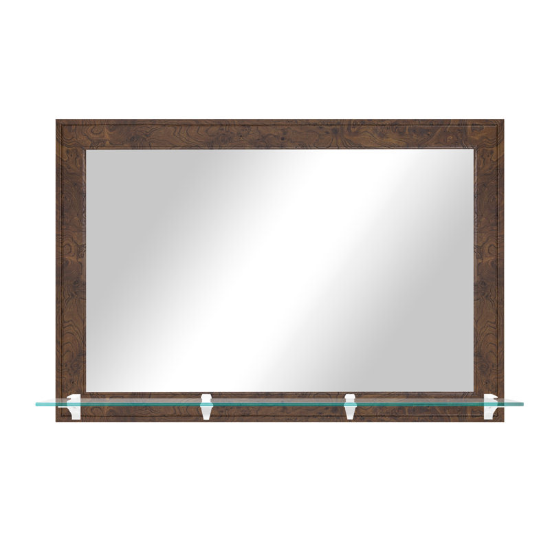 Miroir rustique moderne avec tablette en verre, 32,5 po x 60 po