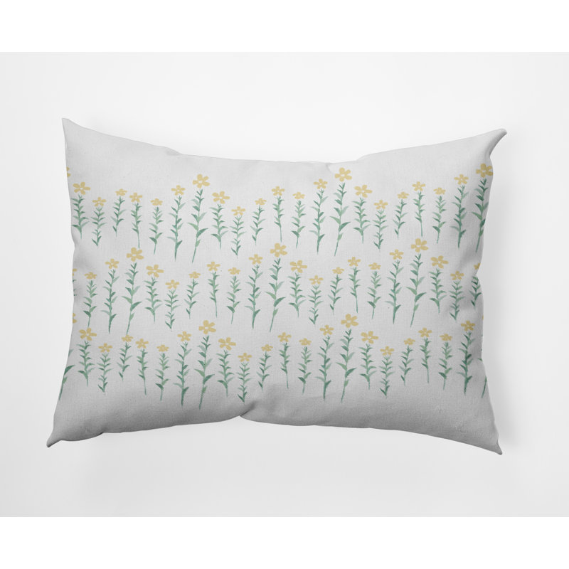 Housse et insert de coussin carré en coton, Jaune, Floral 2