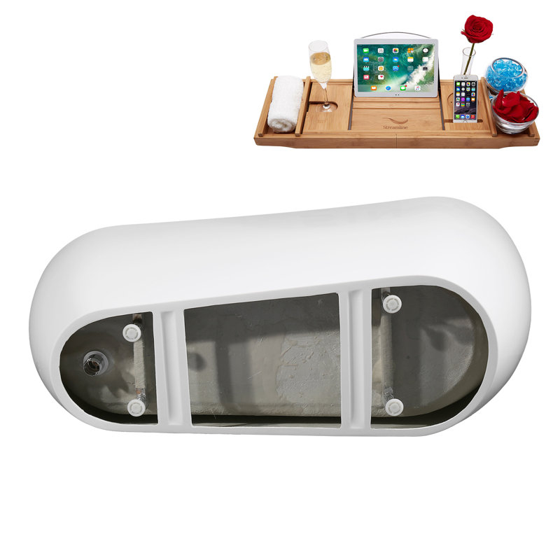 Baignoire autoportante 67 "avec drain interne Streamline, Noir mat