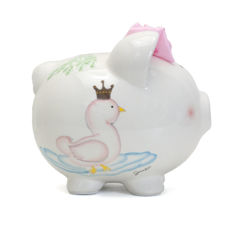 Serena The Swan Ceramic Piggy Bank with Crown