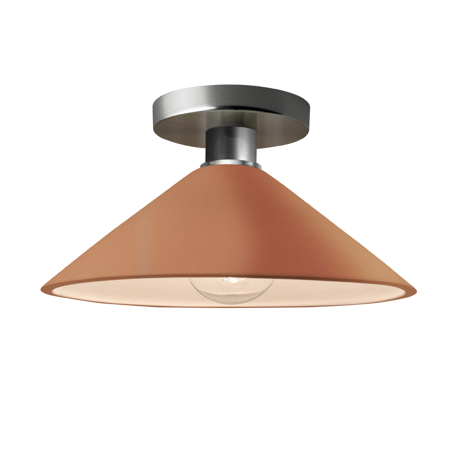 Single Light Ceramic Semi Flush Mount, Adobe, Brushed Nickel, LED (Integrated)