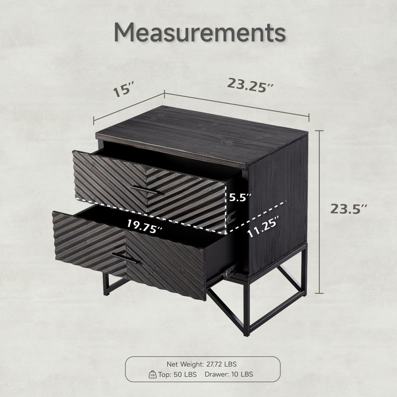 Breniah 23.25'' W Nightstand, 64.5" W x 84" L