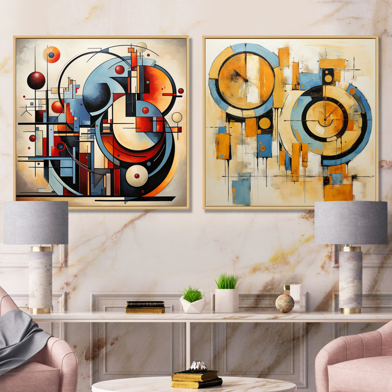 «Blue Supreme Abstract Realms I», ensemble de 2 reproductions d'art mural abstraites, H 16 po x l 33 po x P 1 po