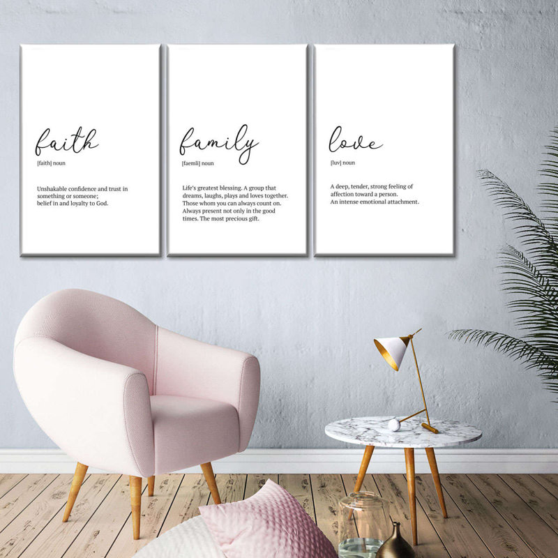 Impression sur toile Faith Family Love, H 39 po x l 80 po x P 1,25 po