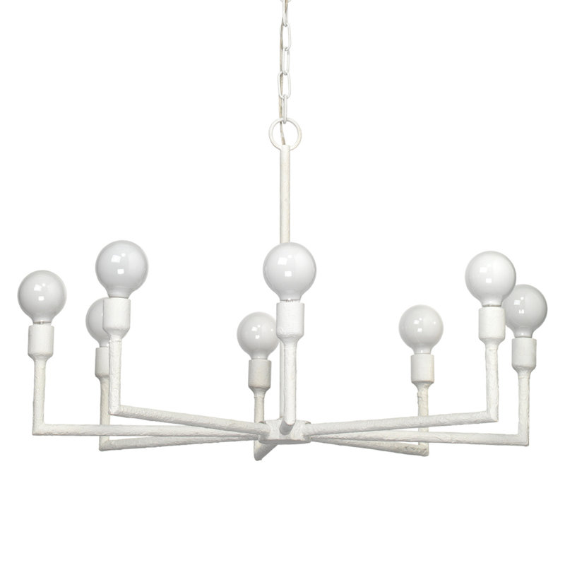 Jamie Young Park 8-Light White Gesso Modern Chandelier