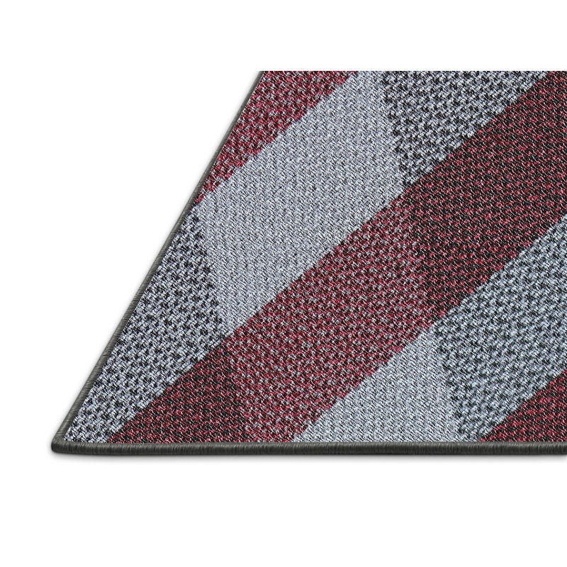Tapis géométrique tissé à la machine en laine / polyester brun / gris, Tapis de couloir 2 pi x 5 pi