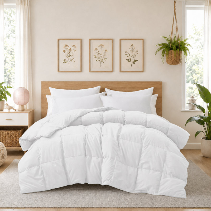 Goose Down Fiber All Season Comforter, Queen