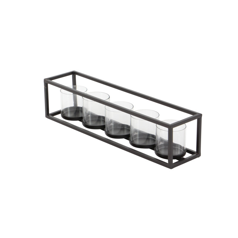 Metal 4 glass sleeve candelabra Galya, H 5 po x l 22 po x P 5 po, 5