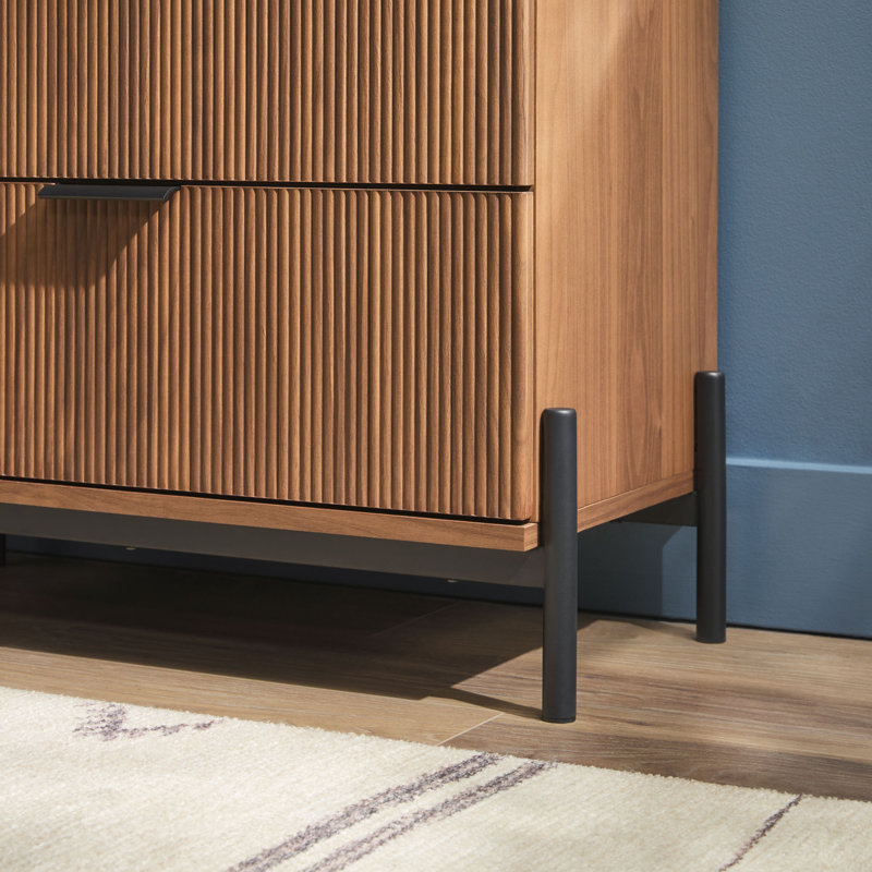 Commode 3 tiroirs Asho Reeded, Moka