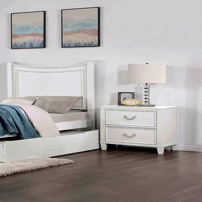 Table de chevet en bois massif Transition, Blanc