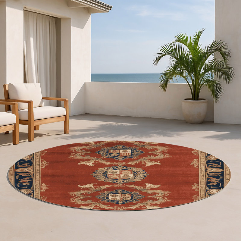 Tapis d'intérieur et d'extérieur brun français, Rond 5 pi