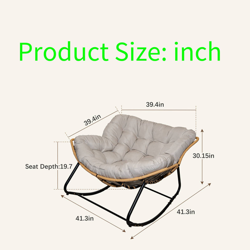 Fauteuil à bascule Luxury Rattan Egg, Beige