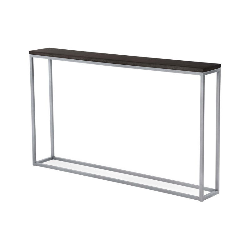 Chaplin 54'' Solid Wood Top Console Table, Brushed Silver, Nutmeg