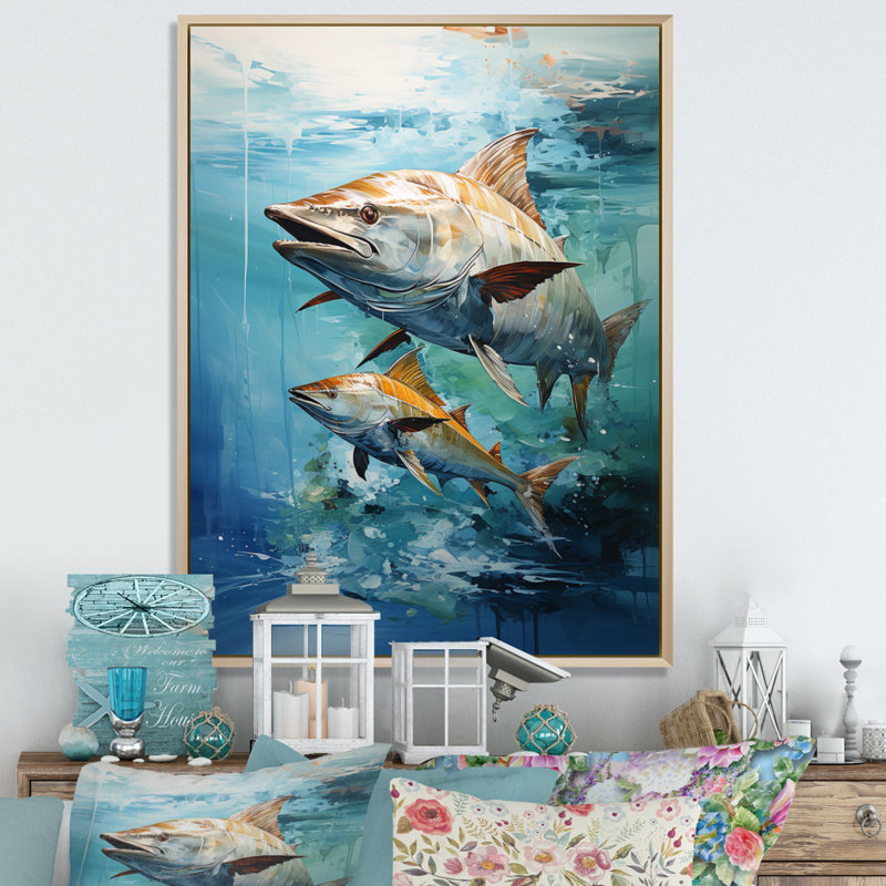 Fishing Majestic Marlins II " Fishing Majestic Marlins II ", Natural Floater Framed, 20" H x 12" W x 1" D