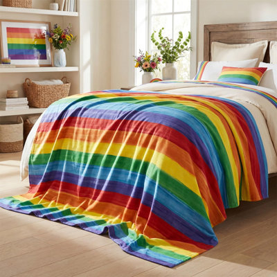 LGBT Flannel Blanket Throw, LGBTQ+ Pride Flag Rainbow Soft Fuzzy Plush Cozy Fleece Blankets for Couch Sofa Bed Lounging Decor, Ideal Gifts for Adults Self, 40x50