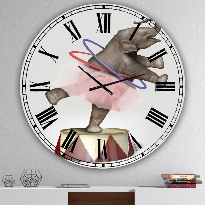 Horloge murale moderne surdimensionnée Circus Elephant, Moyen
