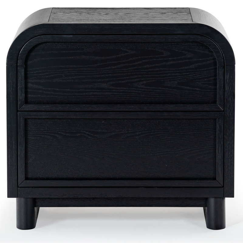 Tosheba 2 Drawer Wood Nightstand, Black