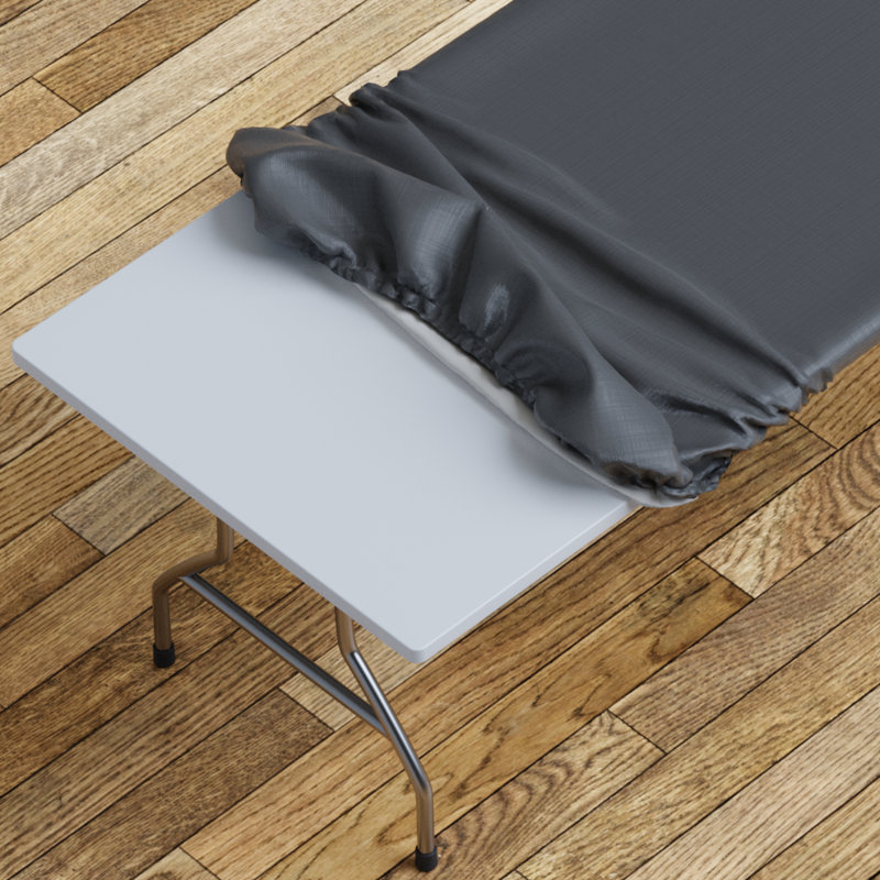 Ebern Designs Vinyl Picnic Fitted Tablecloth Cover, Solid Design, Flannel Backed Lining, Black, 30" D x 60" L