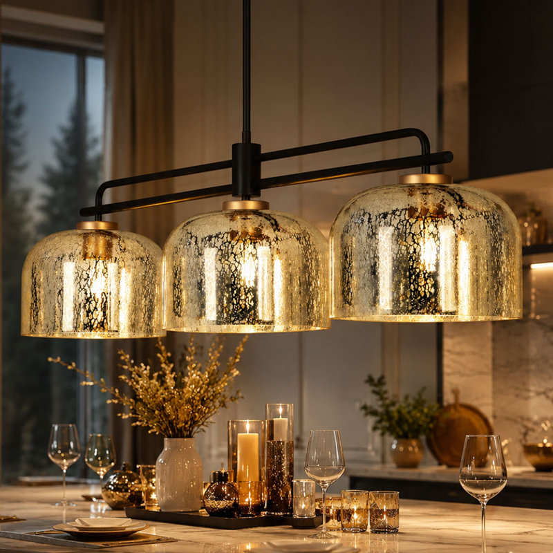 Allenstown 3-Light 43.3'' Dimmable Modern Kitchen Island Linear Pendant, Mercury