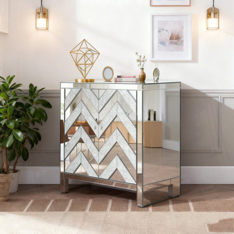 Armoire de rangement avec garniture de miroir et conception en forme de M
