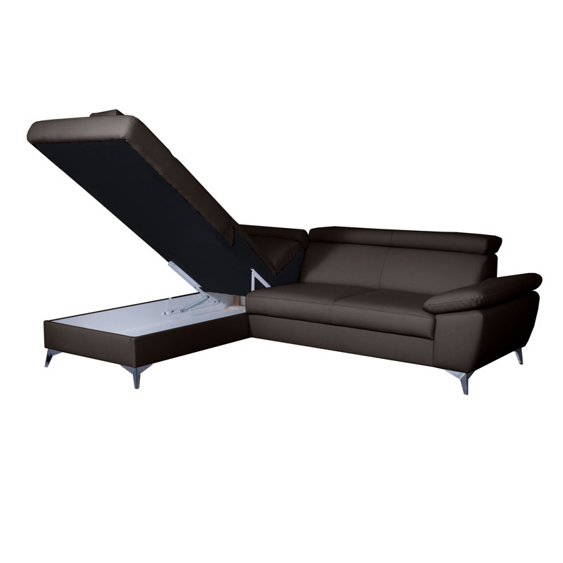 Ashianna 4 Seater Sofa Bed, Dark Brown, Left Hand Facing