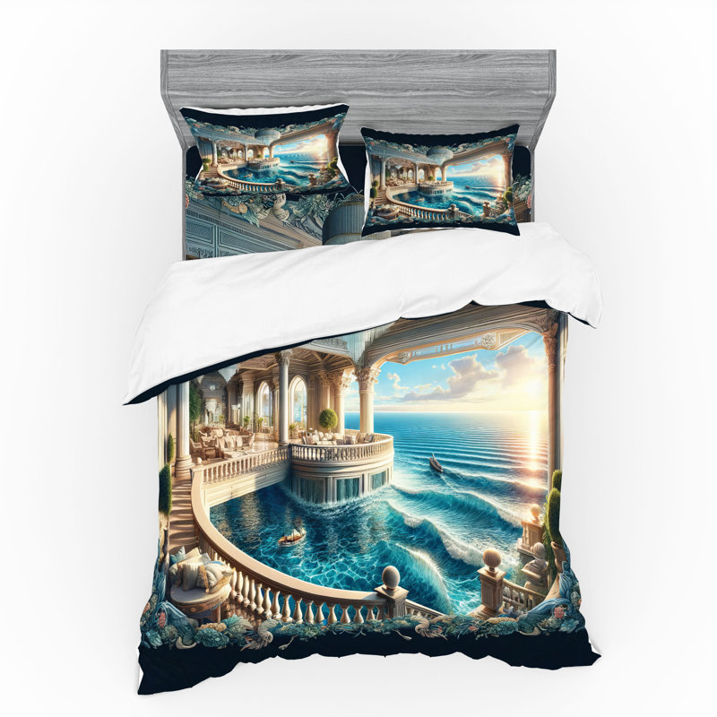 Ensemble de literie Ambesonne Fantasy World & turquoise foncé et écru, King Duvet Cover + 3 Additional Pieces