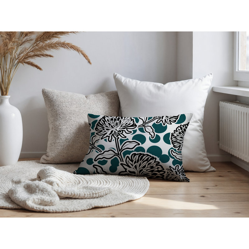 Oreiller rectangulaire réversible intérieur / extérieur Jae, Émeraude, Rectangle H 14 po x l 20 po