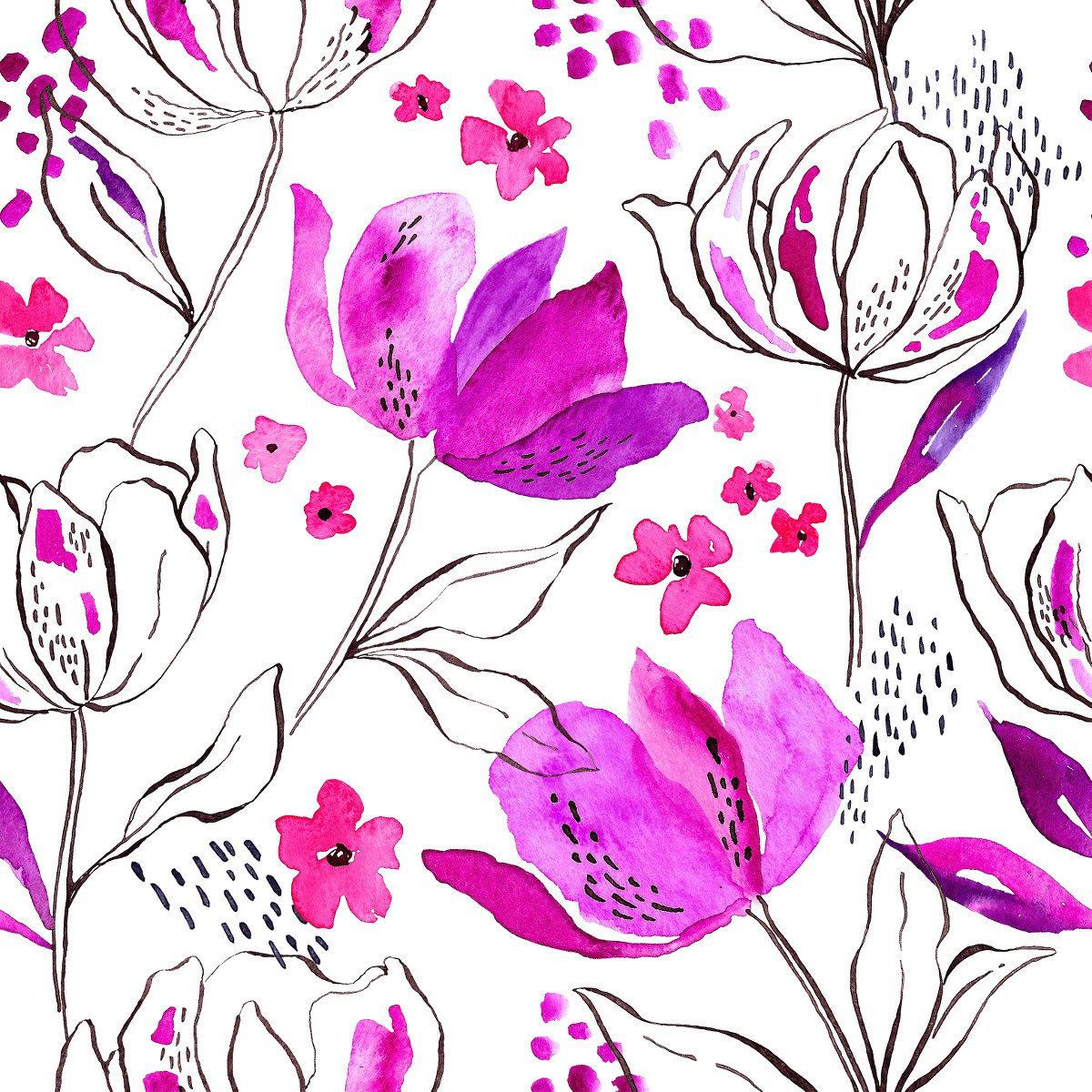 Red Barrel Studio Brightly Pink Flowers 18.75' L x 25" W Peel and Stick ...
