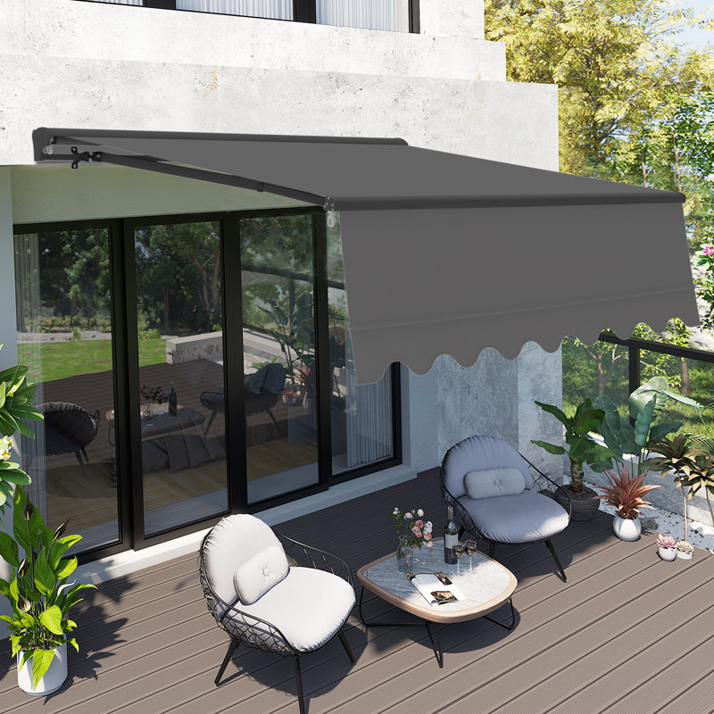 Auvent de terrasse rétractable électrique avec étui de protection Canopee, gris, H 5,91 po x l 118,11 po x P 98,43 po