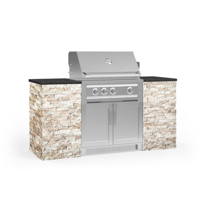 Outdoor Kitchen Signature Series 6 Piece Cabinet Set with 33 in. Propane Gas Platinum Grill -  NewAge Products, 68488