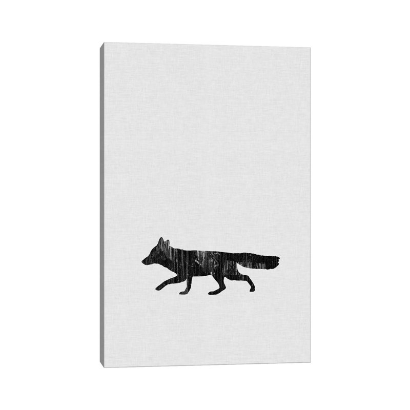 Fox B&W - Wrapped Canvas Painting, 152.5 cm H x 101.5 cm W