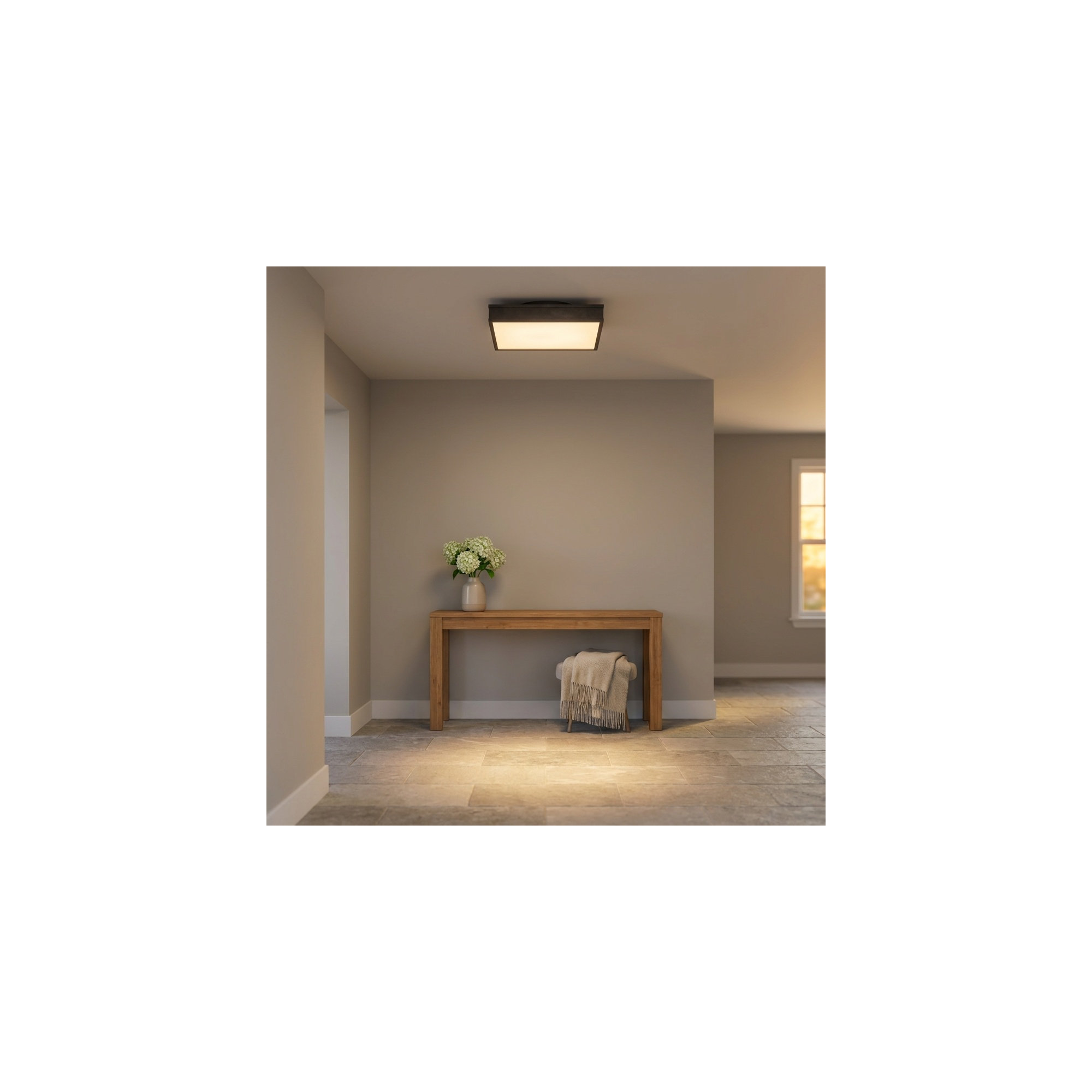 Radcliff Square Semi Flush, Aged Iron, 4" H x 16" W x 16" D