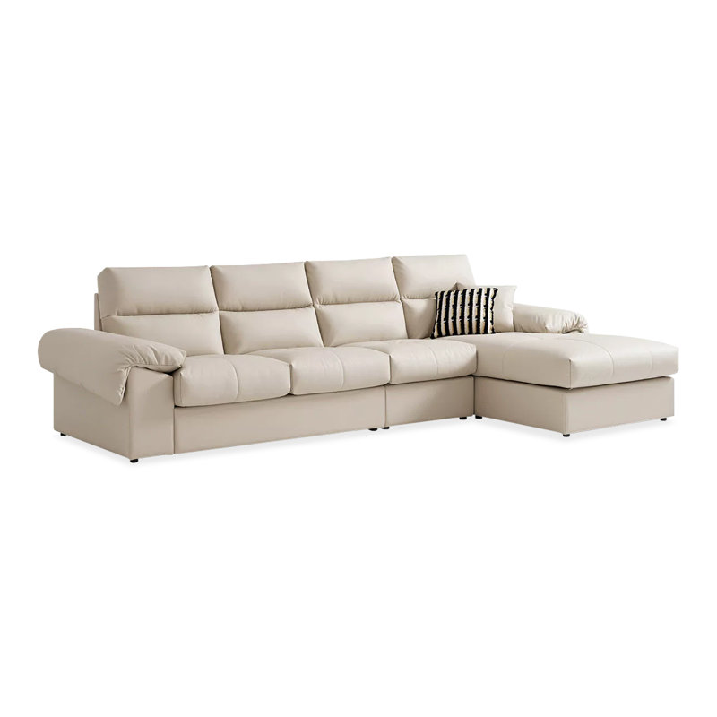 Canapé modulaire 3 pièces rembourré, Simili cuir blanc, Face à la gauche