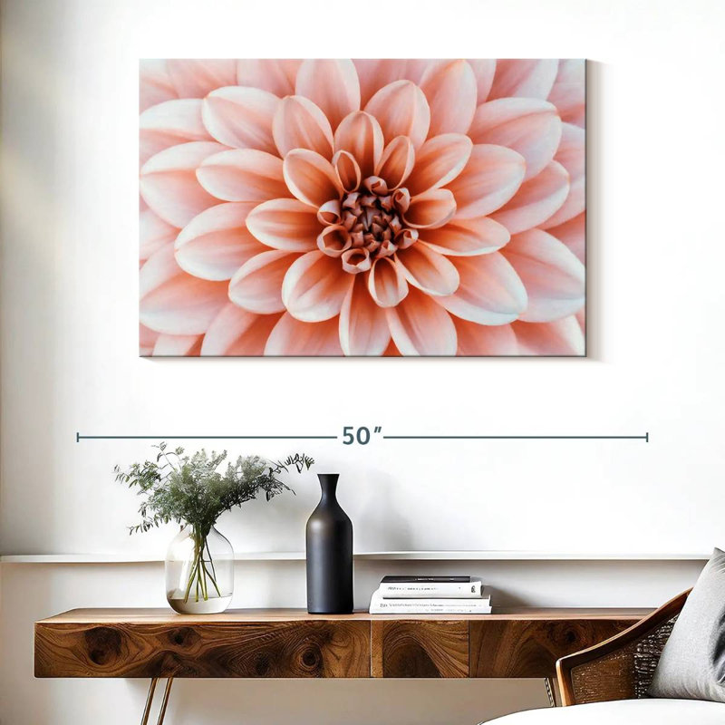 Floral pêche, H 26 po x l 39 po