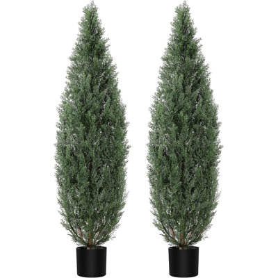 Artificial Topiary Tree 2-Set,5ft Artificial Cedar Topiary Trees for Outdoor & Indoor Decor