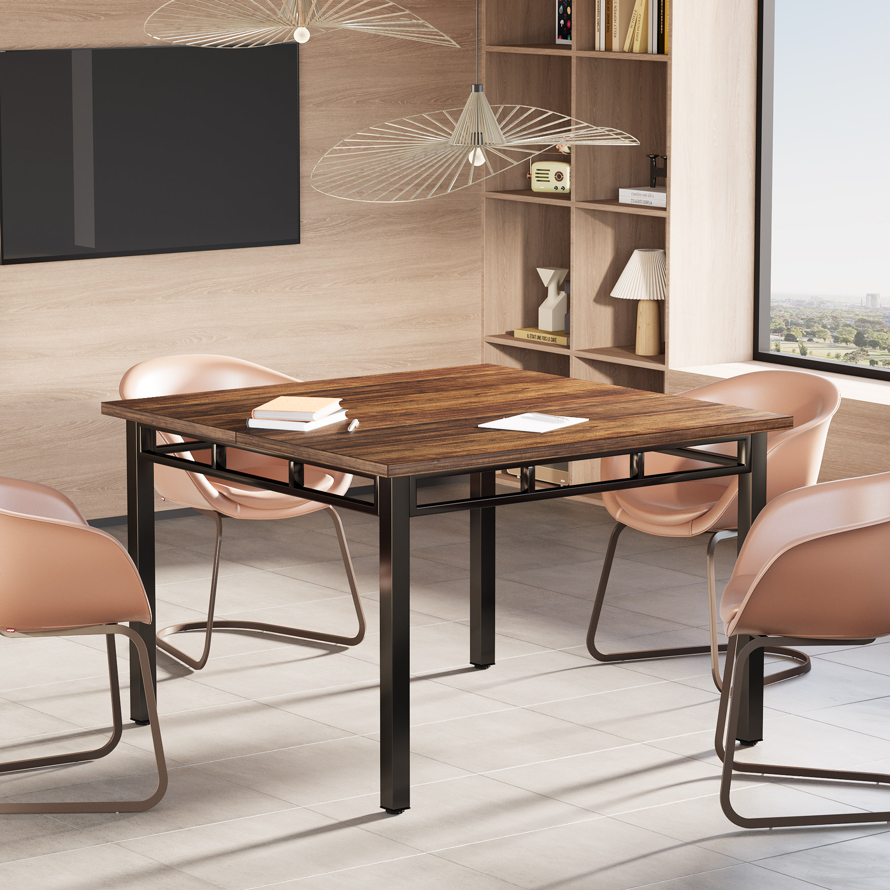 17 Stories 39.4”l X 39.4”w Square Meeting Seminar Table For Office ...