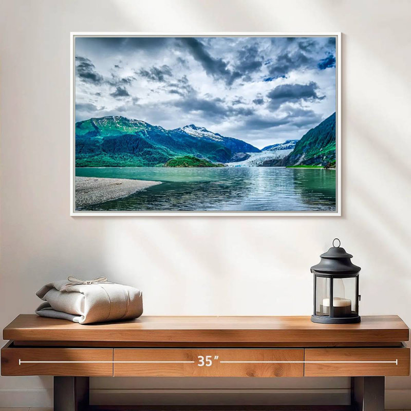 Scène de montagne en Alaska, Cadre flottant blanc, 25 po x 17 po