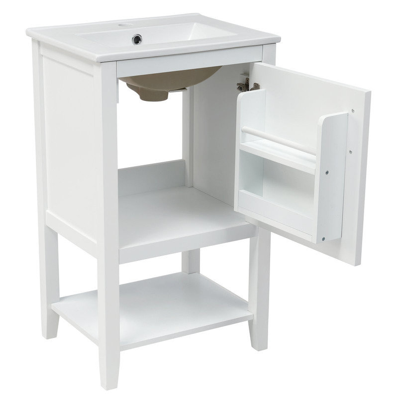 Meuble-lavabo avec plateau Rieko, Blanc